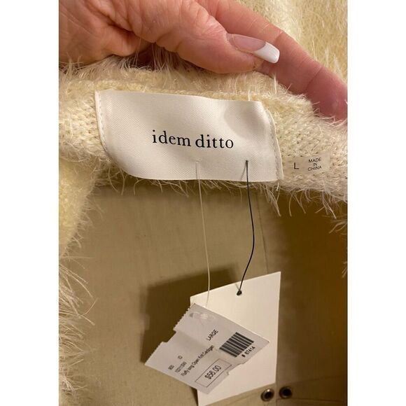 NWT Idem Ditto Open Cardigan Ivory Size L Front Pockets SOFT - Picture 9 of 12